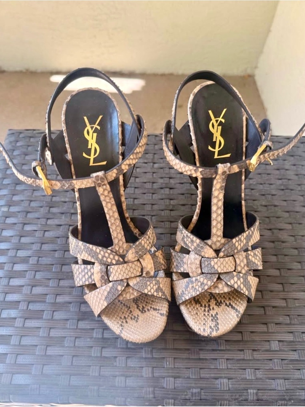 Saint Laurent Tribute Python Print Platform Heels Size 38.5 / 8.5